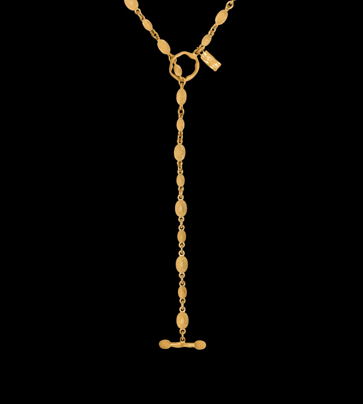 VINTAGE GOLD BRASS GRACE LARIAT NECKLACE