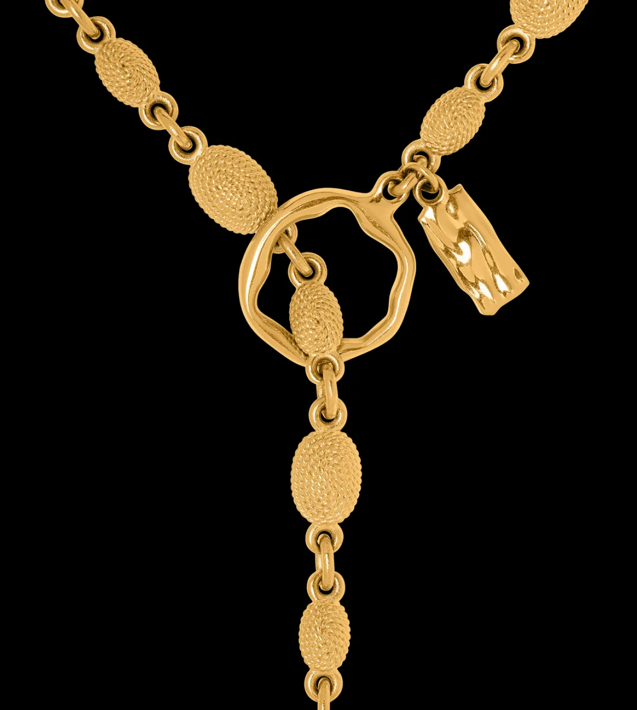 VINTAGE GOLD BRASS GRACE LARIAT NECKLACE