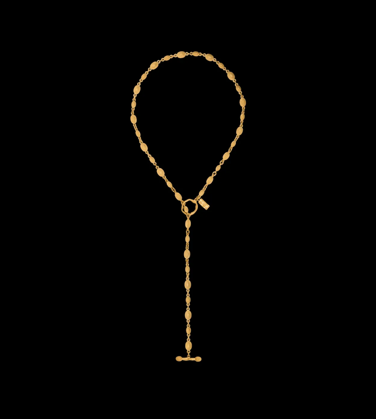 VINTAGE GOLD BRASS GRACE LARIAT NECKLACE