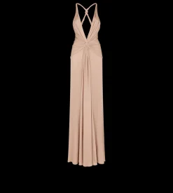 V-NECK CRISS-CROSS EVENING DRESS