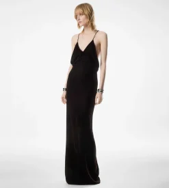 V-NECK EVENING DRESS WITH CUT OUT
