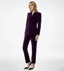 WALLIS DOUBLE BREASTED PEAK LAPEL VELVET JACKET