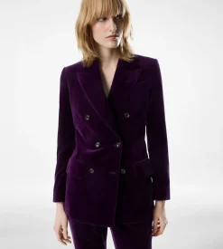 WALLIS DOUBLE BREASTED PEAK LAPEL VELVET JACKET