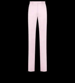 WASHED COTTON SILK BLEND DUCHESSE TAILORED STRAIGHT PANTS