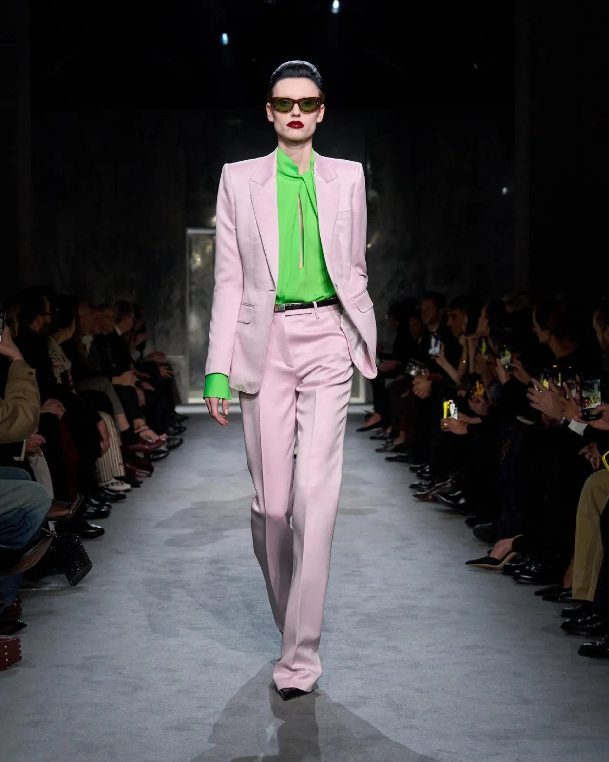WASHED COTTON SILK BLEND DUCHESSE TAILORED STRAIGHT PANTS