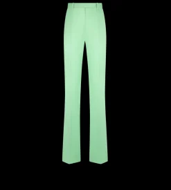 WASHED COTTON SILK BLEND DUCHESSE TAILORED STRAIGHT PANTS
