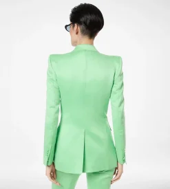 WASHED COTTON SILK BLEND DUCHESSE SINGLE BREASTED JACKET