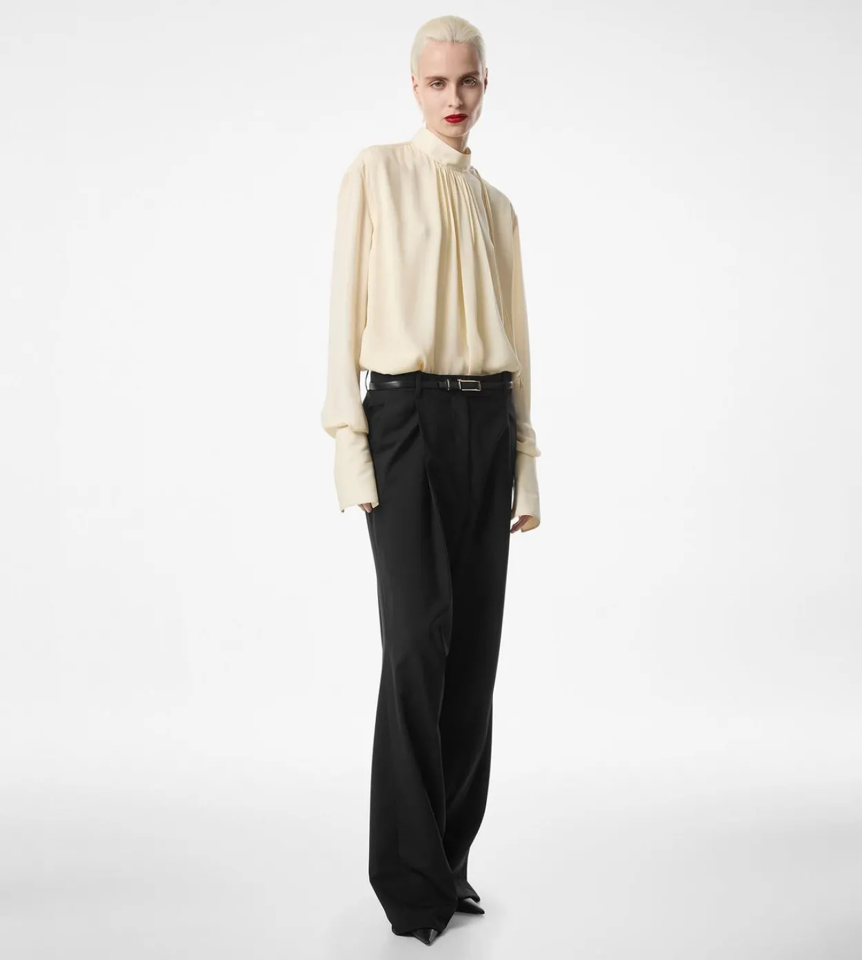 WASHED SILK GEORGETTE LONG SLEEVE BLOUSE