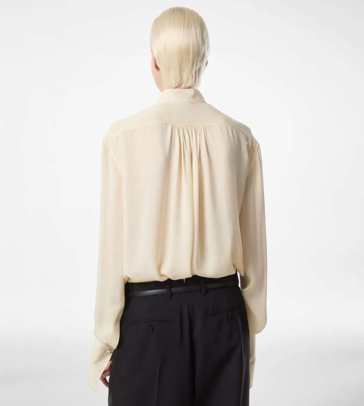 WASHED SILK GEORGETTE LONG SLEEVE BLOUSE
