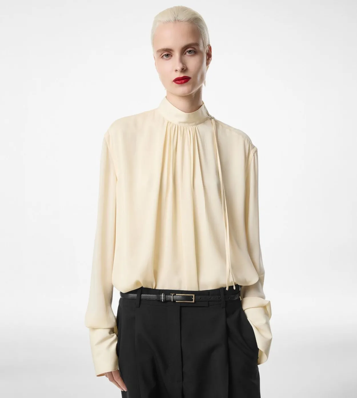 WASHED SILK GEORGETTE LONG SLEEVE BLOUSE