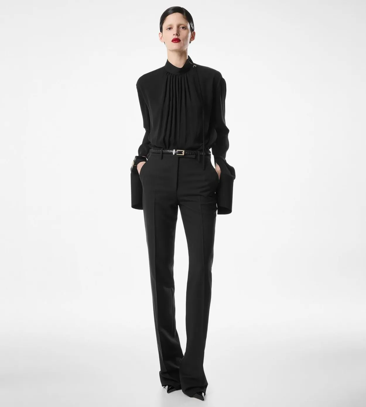 WASHED SILK GEORGETTE LONG SLEEVE BLOUSE
