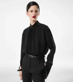 WASHED SILK GEORGETTE LONG SLEEVE BLOUSE