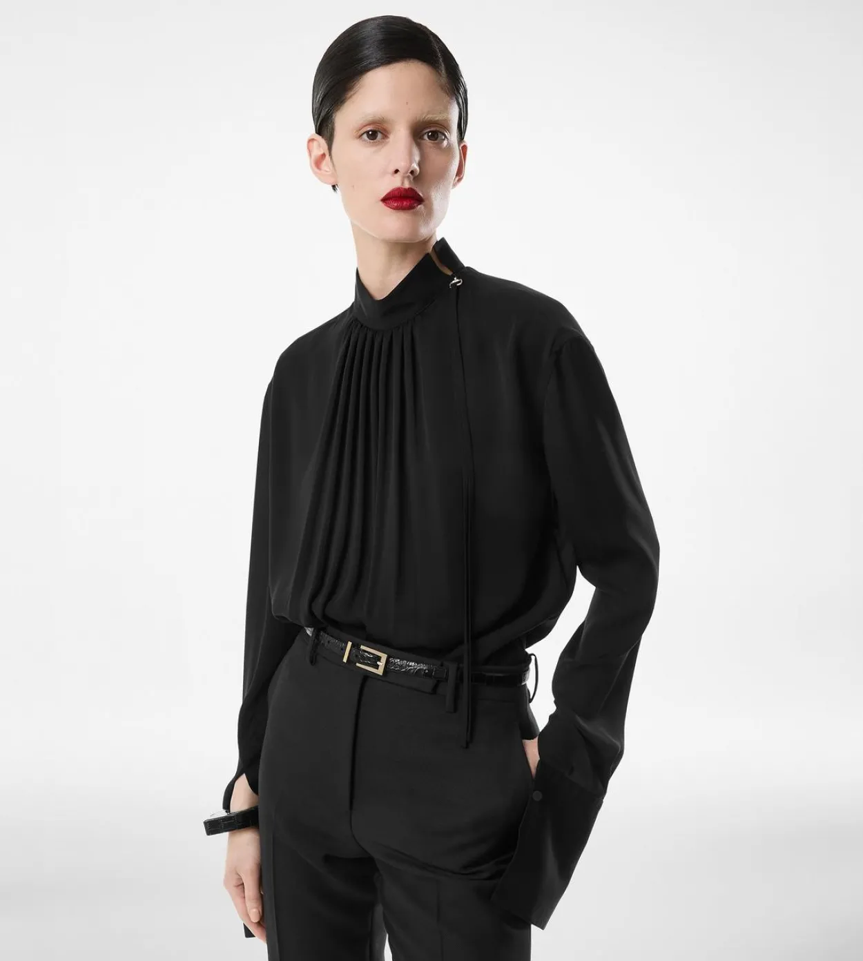 WASHED SILK GEORGETTE LONG SLEEVE BLOUSE