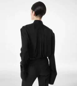 WASHED SILK GEORGETTE LONG SLEEVE BLOUSE
