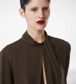 WASHED SILK GEORGETTE LONG SLEEVE BLOUSE