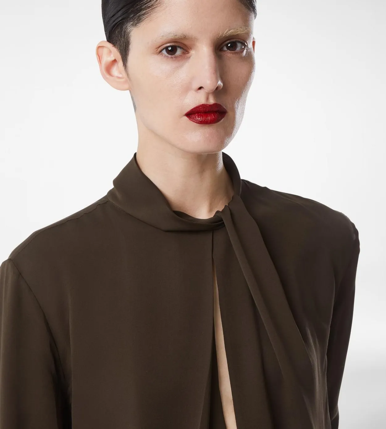 WASHED SILK GEORGETTE LONG SLEEVE BLOUSE