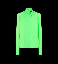 WASHED SILK GEORGETTE LONG SLEEVE BLOUSE