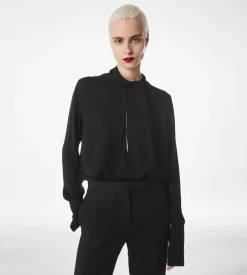WASHED SILK GEORGETTE LONG SLEEVE BLOUSE