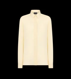 WASHED SILK GEORGETTE SHIRT WITH TONAL TF EMBROIDERED LOGO