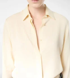 WASHED SILK GEORGETTE SHIRT WITH TONAL TF EMBROIDERED LOGO