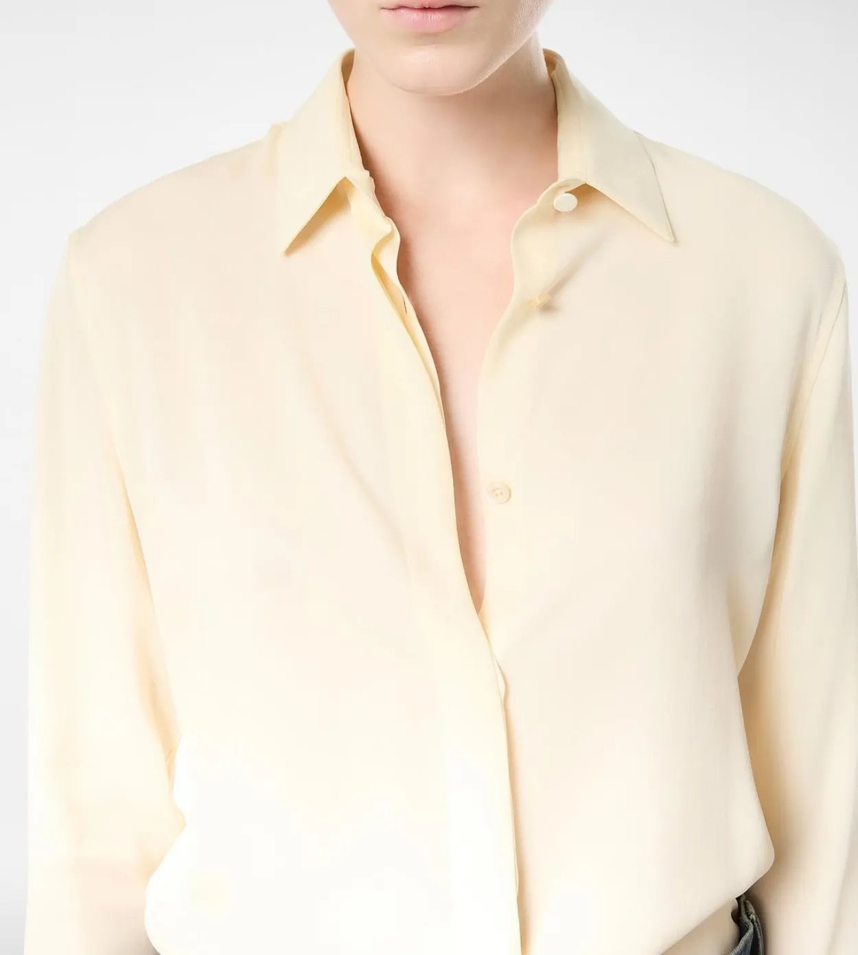 WASHED SILK GEORGETTE SHIRT WITH TONAL TF EMBROIDERED LOGO