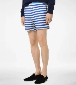 WIDE STRIPE PRINT NYLON SWIM SHORT