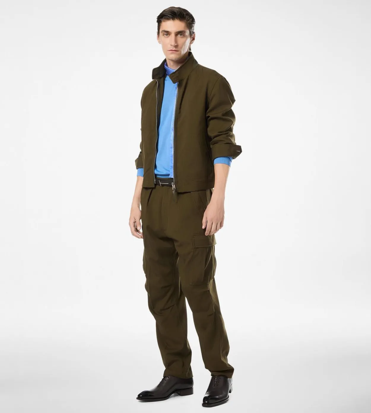 WOOL CASHMERE SILK REPS CARGO PANT