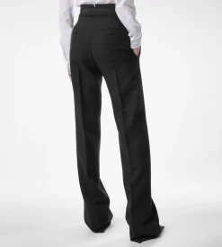 WOOL SILK BLEND HIGH-WAISTED TUXEDO PANTS
