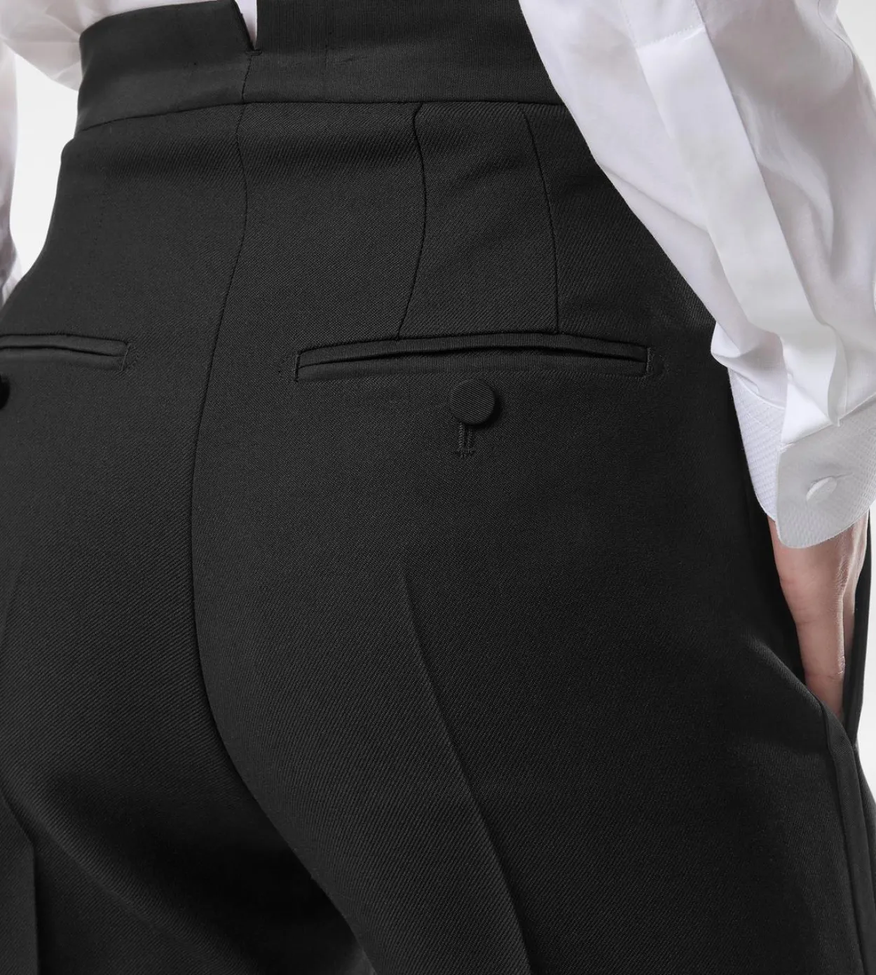 WOOL SILK BLEND HIGH-WAISTED TUXEDO PANTS