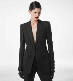 WOOL SILK BLEND SINGLE BREASTED TUXEDO JACKET