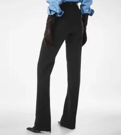 WOOL SILK BLEND TAILORED STRAIGHT PANTS