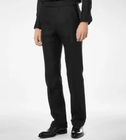 WOOL SILK LINEN SHARKSKIN PANT