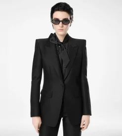WOOL SILK RADZMIR SINGLE BREASTED PEAK LAPEL JACKET