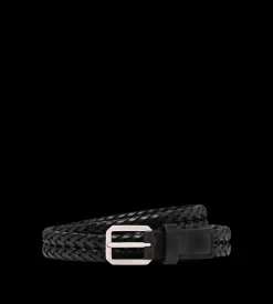 WOVEN LEATHER BEVELED BUCKLE BELT
