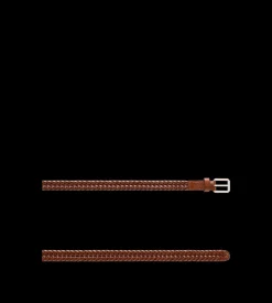 WOVEN LEATHER BEVELED BUCKLE BELT