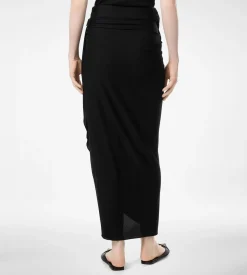 WRAP SKIRT WITH LEATHER DETAIL