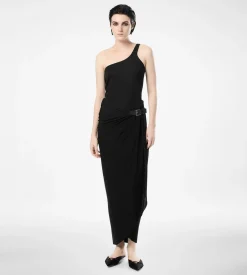 WRAP SKIRT WITH LEATHER DETAIL