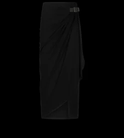 WRAP SKIRT WITH LEATHER DETAIL