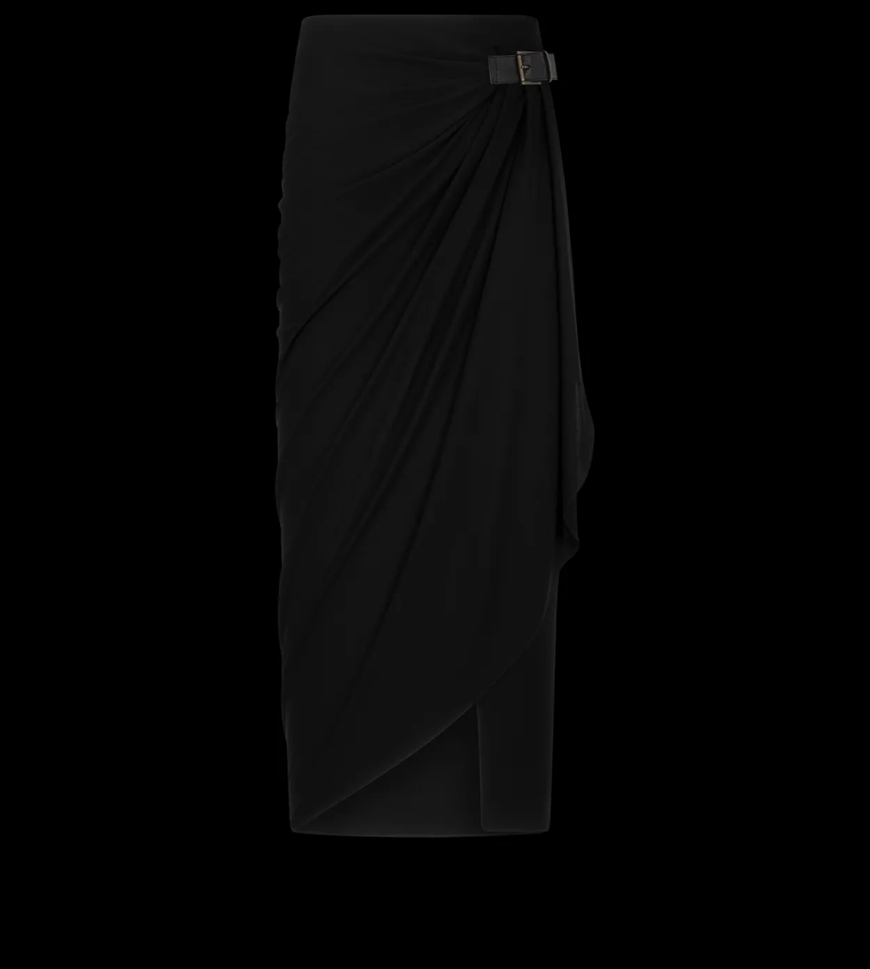 WRAP SKIRT WITH LEATHER DETAIL